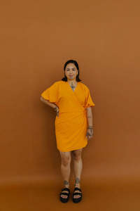 Pūwera Dress Midi Length (Orange) - Waiapu Road