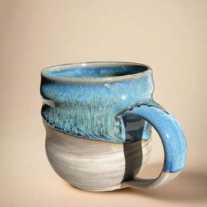 Mugs: Handled Ceramic Mugs (Blue Speckled) - Kaelebs Kups