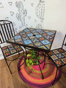 Artisan Made: Mexican Talavera Table with 4 Chairs