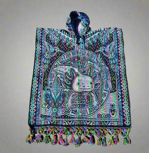 Artisan Made: Axolotl Art Poncho – Handcrafted in Mexico