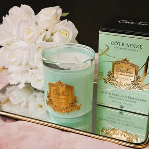 Cote Noire: JADE BLUE VESSEL 450G CANDLE IN PERSIAN LIME WITH CRYSTAL GLASS LID - CGJ45022