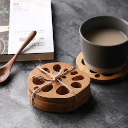 Wooden Lotus Coaster - set of 4