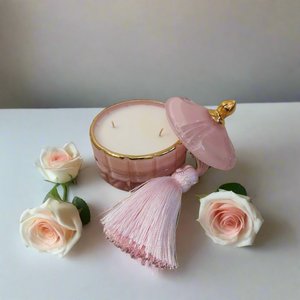 COTE NOIRE - ART DECO CANDLE - PINK & GOLD - PINK CHAMPAGNE GML45002