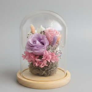 Lavender Glass Flower Domes