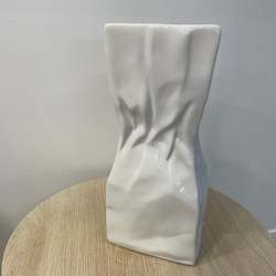 Large Ceramic Paper Bag Vase