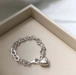 Jewellery: Chunky Heart Bracelet - Sterling Silver