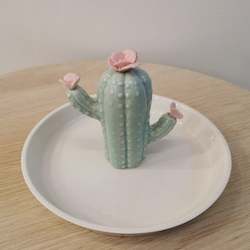 Flowering Cactus Ceramic Jewellery Plate