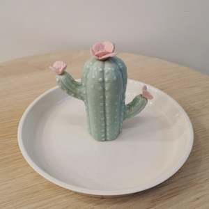 home decor: Flowering Cactus Ceramic Jewellery Plate