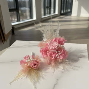 Preserved Rose Wrist Corsage & Buttonhole Set