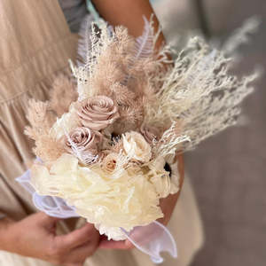 Cream Rose Bridal Bouquet - Preserved