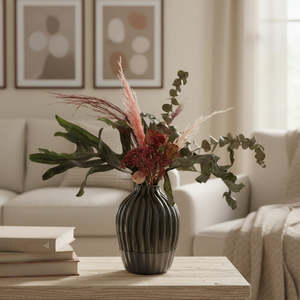 Earthy Brush Pink Rose Vase arrangement