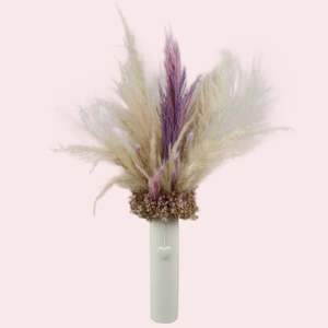 Homeware: Lilac Heart Dried Floral Arrangement