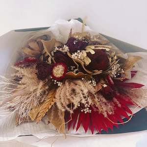 Bouquets: Banksias in burgundy Bouquet