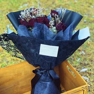 Lace Dried Red Rose Bouquet