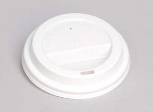 Hot Cups: White Lid for 8oz Coffee Cups, PS (high impact polystyrene) 50/sleeve, 1000/ctn