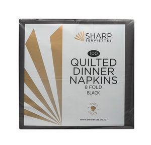 Dinner Napkins: Quilted Dinner Napkins BLACK 1/8 fold 1000/ctn