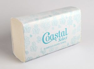 Interfold Paper Towels: Coastal Slimline 1ply Hand Towels Recycled 200/pkt 4000/ctn