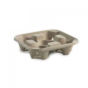 Cup Carriers: 4 Cup Moulded Fibre Cup Carrier Tray 50/slv