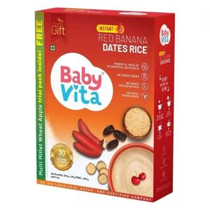 Babyvita Instant Red Banana Dates Rice Powder + Multi Millet Wheat Apple 250g +3&hellip;