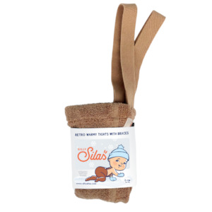 Baby Threads: Light Brown Teddy Warmy Retro Tights With Braces