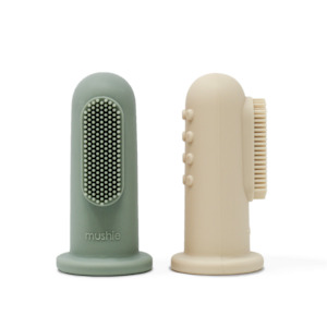 Teethers: Cambridge Blue/Shifting Sand Finger Toothbrush