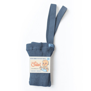 Steel Blue Footless Retro Tights With Braces