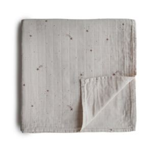 Swaddles Wraps: Falling Stars Organic Cotton Muslin Swaddle Blanket
