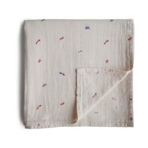 Retro Cars Organic Cotton Muslin Swaddle Blanket