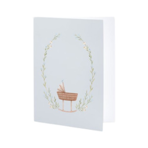 New Baby Cards: Blue Cradle Greeting Card
