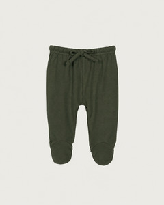 Organic Cotton Interlock: Footed Leggings - Moss