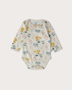Organic Cotton Interlock: Long Sleeve Bodysuit - Meadow