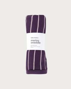 Blankets: Merino Swaddle Wrap - Plum Stripe