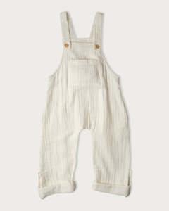 Organic Muslin Clothing: Muslin Frankie Overalls - Vanilla