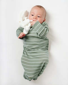Bundlers: Merino Bundler Nightgown - Sage Stripe