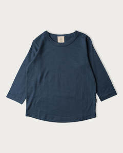 Tops: Merino Long Sleeve Tee - Denim