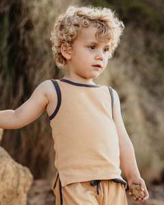 Tops: Contrast Trim Singlet - Marigold
