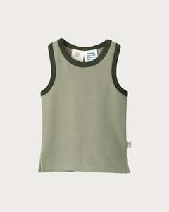 Tops: Contrast Trim Singlet - Sage