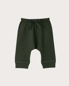 Cotton Drop Crotch Pants - Moss