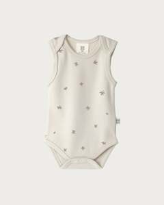 Bodysuits: Cotton Singlet Bodysuit - Walnut Star