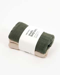 Muslin Burp Cloth Set (2 pack) - Moss