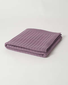 Blankets: Merino Rib Knit Blanket - Berry