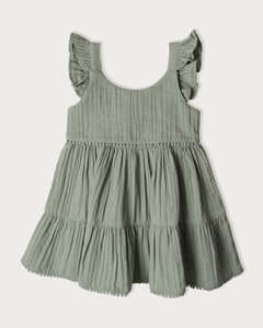 Organic Muslin Clothing: Muslin Mia Dress - Matcha