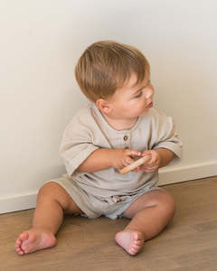 Organic Muslin Clothing: Muslin Frankie Grandpa Shirt - Oat