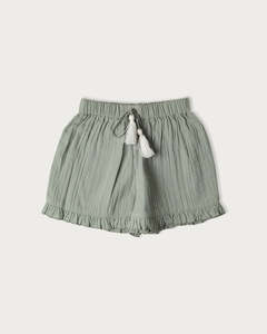 Organic Muslin Clothing: Muslin Evelyn Shorts - Matcha