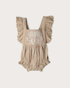 Organic Muslin Clothing: Muslin Evelyn Bodysuit - Oat