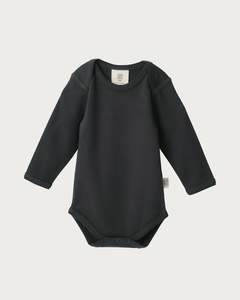 Cotton Long Sleeve Bodysuit - Charcoal