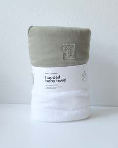 Terry Hooded Baby Towel - Sage Contrast