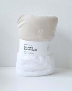 Hooded Towels: Terry Hooded Baby Towel - Oat Contrast