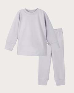 Organic Cotton Interlock: Cotton Long Sleeve PJ Set - Lavender