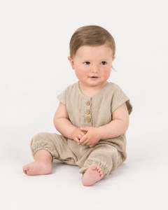 Organic Muslin Clothing: Muslin Frankie Romper - Oat